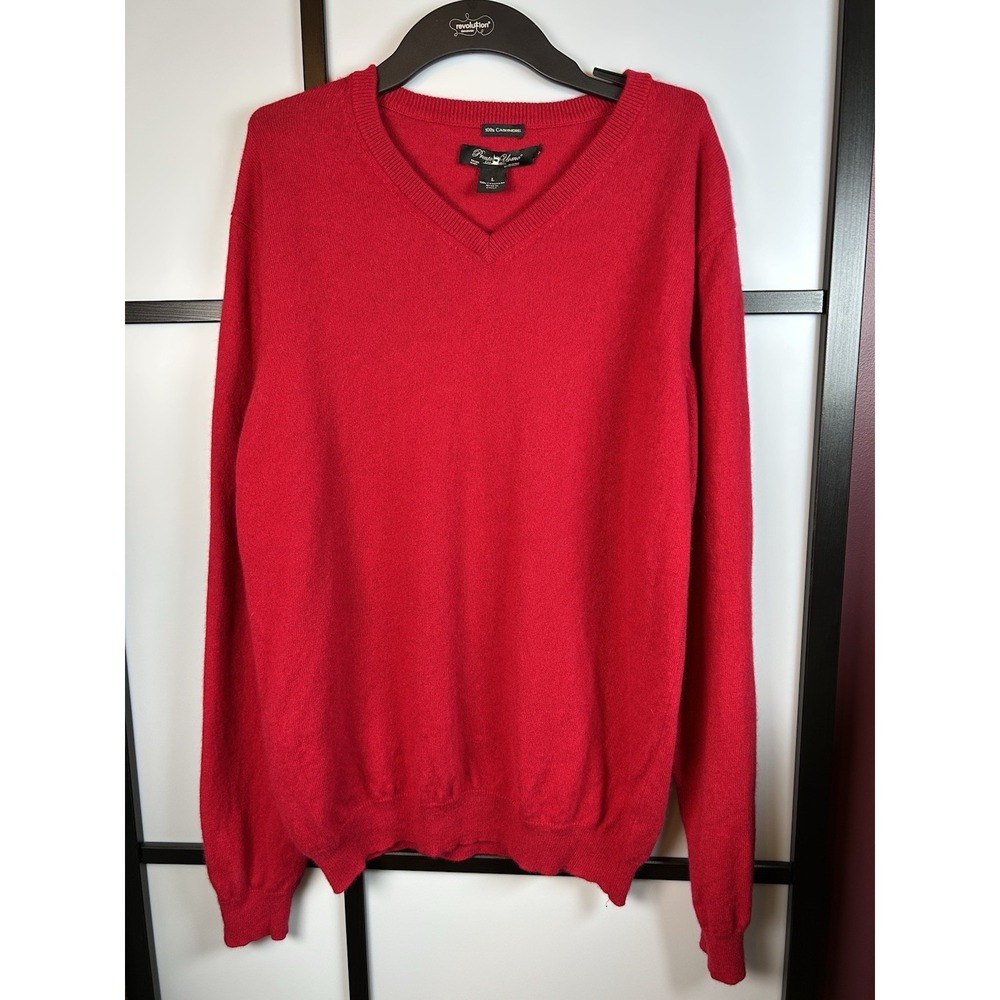 Pronto Uomo 100% Cashmere Red V-neck Sweater Men's Size L